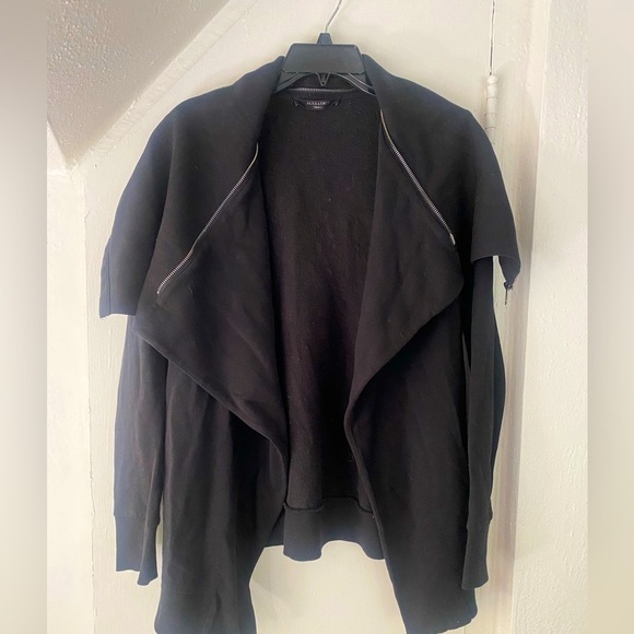 All Saints Dahlia Cascade Zip Collar Cardigan Blavk Black Size Small - Picture 5 of 10